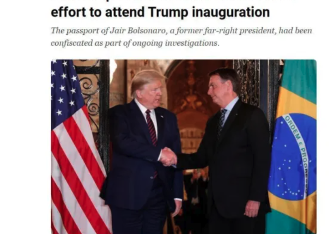 Imprensa internacional repercute ausência de Bolsonaro na posse de Trump